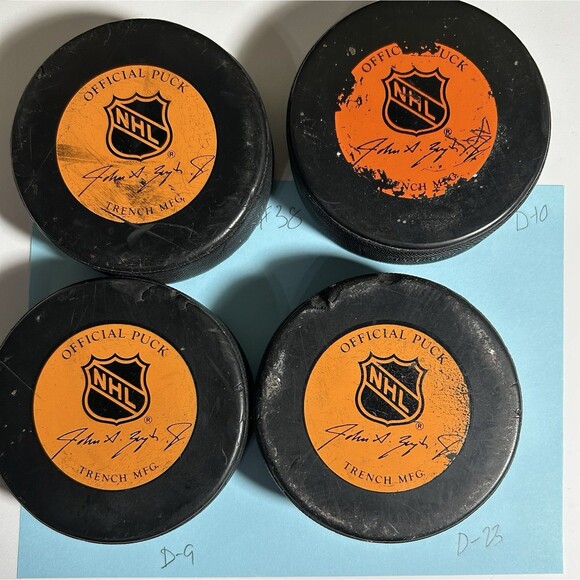 4-NATIONAL Hockey League Pucks-Ziegler,General Tire,Trench Made in Canada As Is - Picture 5 of 5